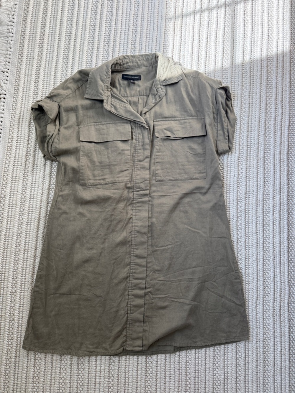 Banana Republic Olive Green Utility Shirt Dress